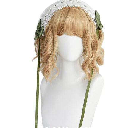 Gold Wig Short Wig Short Wavy Wigs With Bangs for Women Short Bob Wig for Black Women Wavy Bob Wig With Bangs Harajuku Anime Cosplay Wig Costume Halloween Party, Yellow